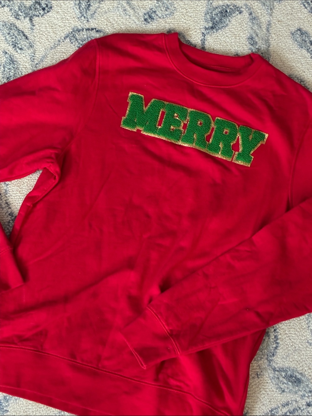 Women’s Red 'MERRY' Holiday/Christmas Crewneck Sweatshirt